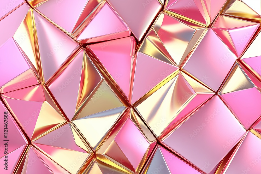 Poster a layered pyramid pattern with light pink and gold gradients resembling folded paper.