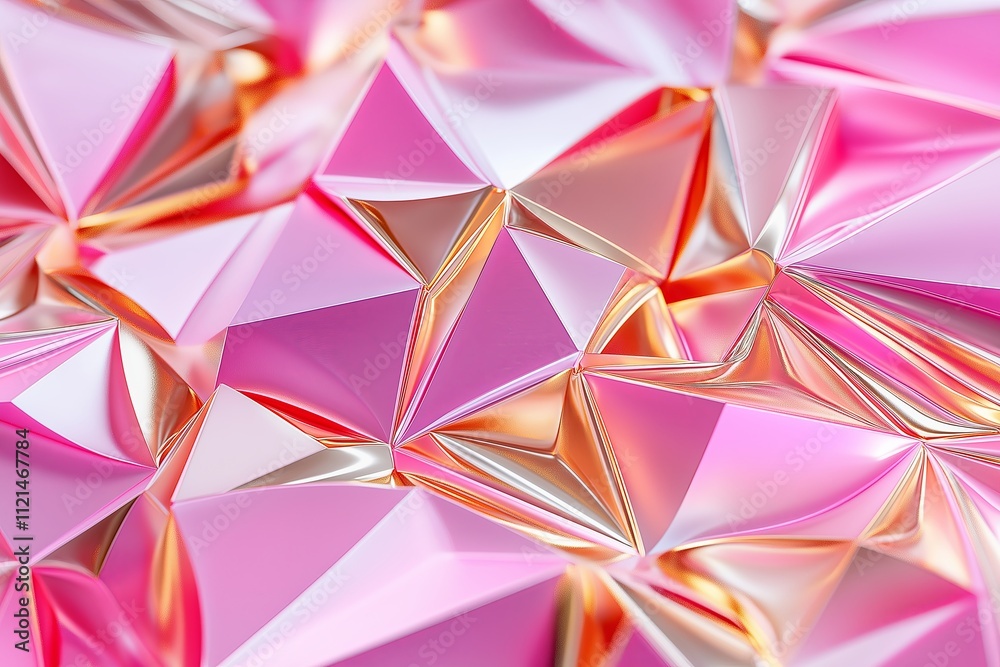 Poster A layered pyramid pattern with light pink and gold gradients resembling folded paper.