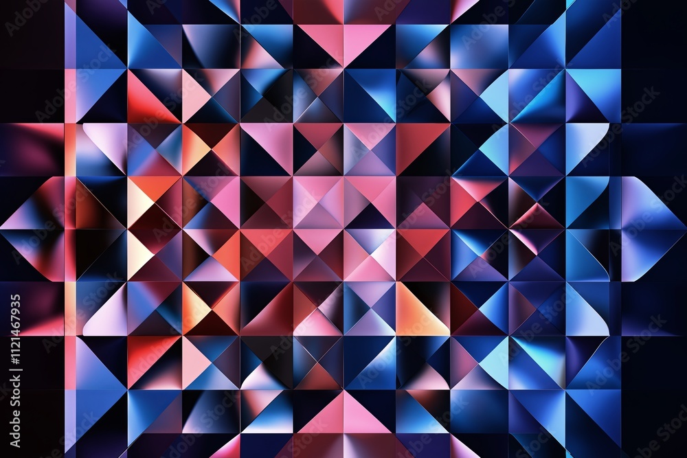 Aufkleber A kaleidoscope of overlapping geometric shapes in a gradient of warm and cool tones.