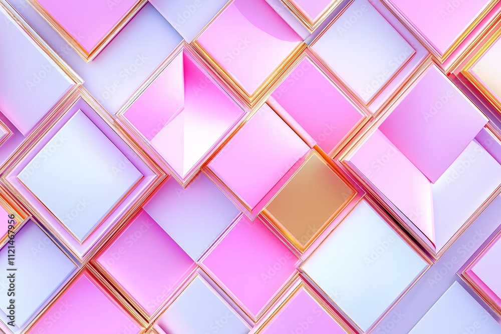 Poster a layered pyramid pattern with light pink and gold gradients resembling folded paper.