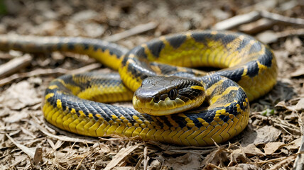 beatifull close up of a yellow python