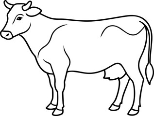 cow line art vector illustration