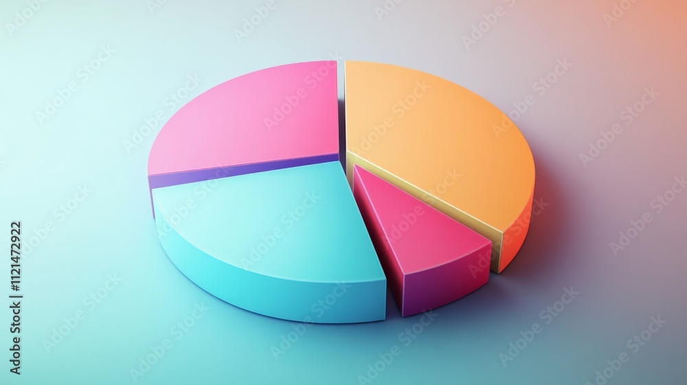 Leinwandbilder colorful 3d pie chart on a soft background for data visualization