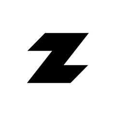 Letter z bold icon in black, outline style and transparent background