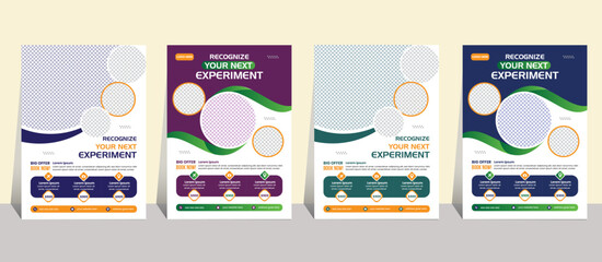 modern and minimalist Travel Flyer Layout with blue and magenta Accents. with a4 size flyer template, abstract business flyer and creative design, business flyer, brochure, magazine.
