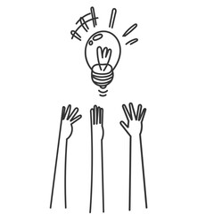 doodle hand reaching bulb illustration icon