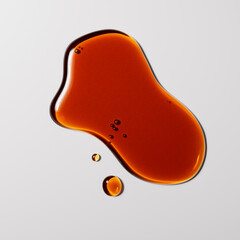 Sesame oil or soy sauce drops texture top view, 3d rendering teriyaki sauce stain