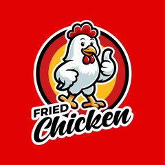 Fried chicken logo mascot design emblem vector illustration template lettering icon
