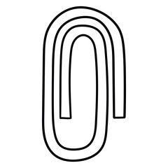 Hand drawn doodle paper clip on a white background.