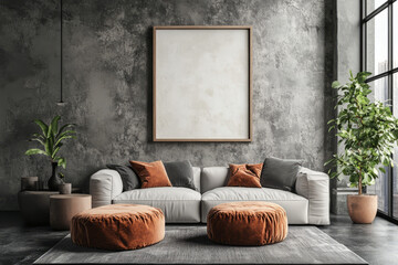 Stylish Modern Living Room with Industrial Design and Vibrant Decor