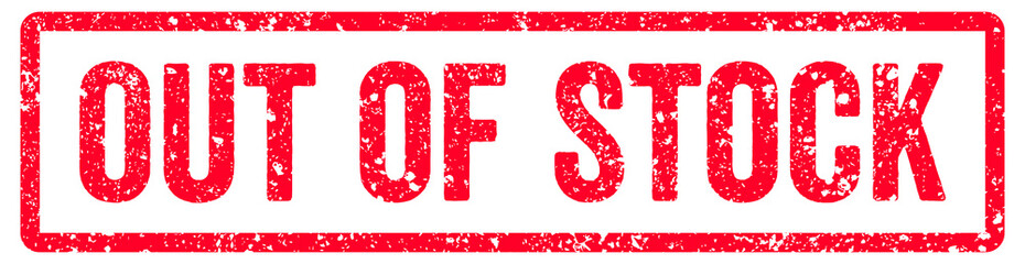 Out of Stock Stamp Transparent Seal, Red Grunge Out of Stock Word Rubber Stamp Seal
