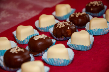 Chocolate candy. Homemade chocolate candy sweet. Yummy Valentines day. Valentines Day candy. Luxury chocolate truffle. Chocolate praline. Bonbon truffle. Luxury handmade bonbon. Tiny indulgence