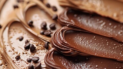 Delicious spread of rich chocolate and coffee flavors on a smooth surface brings joy to desserts. Generative AI