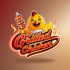 Naklejka premium Roast chicken logo design