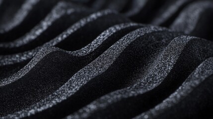 Close-up of black foam surface with textured waves and shadows