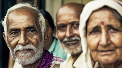 Portraits capture the rich stories of elderly individuals, revealing deep wisdom in their expressions and the vibrant community that surrounds them.