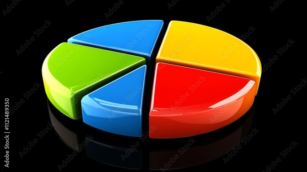 Poster Colorful Pie Chart Segment Model Representation on Black Background