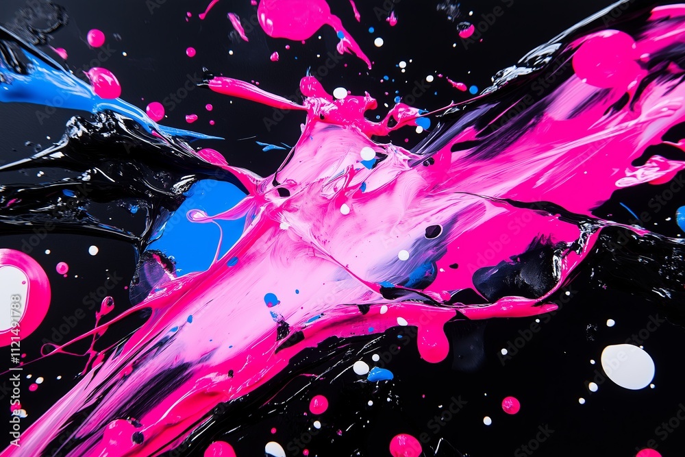 Poster A dynamic splash of neon paint on a dark, textured canvas with glowing edges.