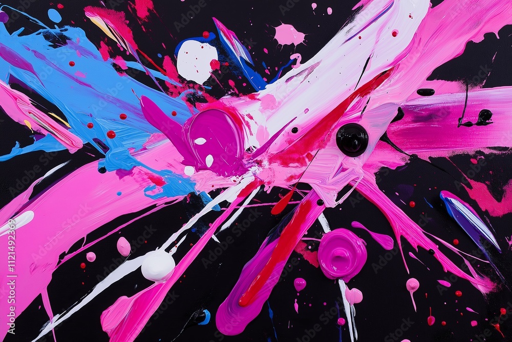 Poster A dynamic splash of neon paint on a dark, textured canvas with glowing edges.