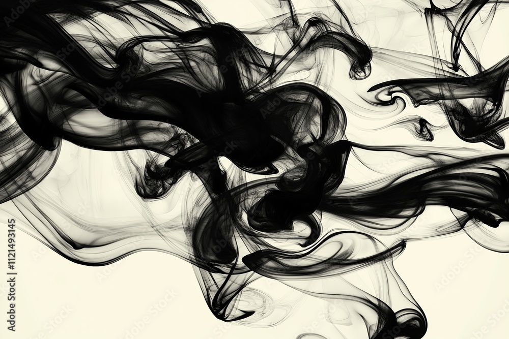 Poster A dynamic abstract pattern resembling ink diffusing in water with ethereal swirls
