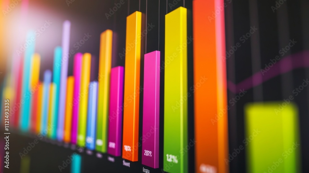 Poster Colorful Data Visualization with Bar Graphs and Trend Lines