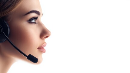 Obraz premium Beautiful young woman engaged in support for call center agent during a work shift