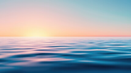 Obraz premium Sunrise over calm ocean water with gentle waves and soothing pastel colors