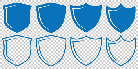 Protect shield security line icons. Badge quality symbol, sign, logo or emblem. Badge quality symbol, sign, logo or emblem. Collection of shield icon vector template isolated. Vector illustration.