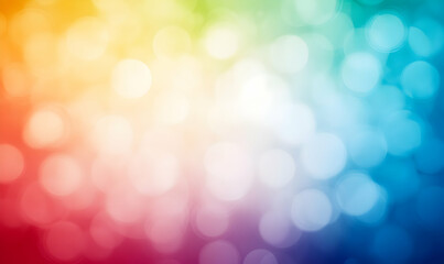 Fototapeta premium Vibrant rainbow bokeh background, perfect for websites, presentations, and designs. Beautiful blurred lights creating a colorful and dreamy atmosphere.