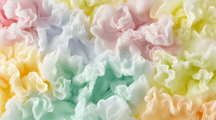 Fototapeta premium Abstract pastel rainbow swirls, soft color blend, dreamy texture, flowing design, ethereal background.