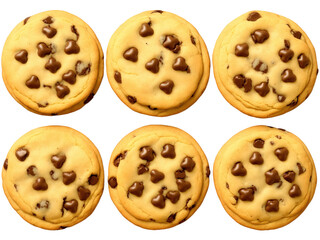 Obraz premium Chocolate Chip Cookies A plate of freshly baked chocolate chip cookies with soft, golden-brown edges and gooey chocolate chips
