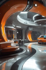 Fototapeta premium Futuristic and Sleek Interior Design of a Sci-Fi Set or Studio