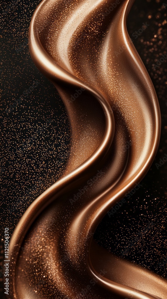 Poster luxurious mocha mousse fluid twists and turns elegantly, illuminated by delicate sparkles that enhan