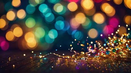 Colorful bokeh lights create a whimsical atmosphere for celebrations and gatherings during festive seasons