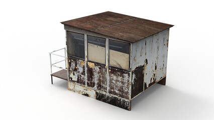 3D rendering of an old building on a white background 