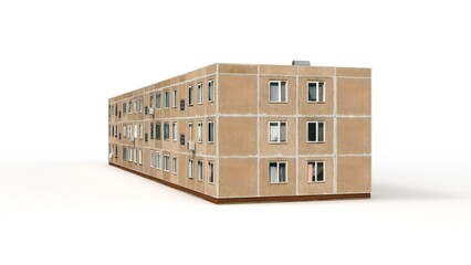 3D rendering of an old building on a white background 
