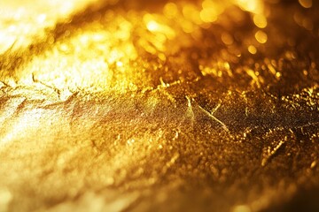 Close-up Abstract Texture of Shiny Gold Glitter and Bokeh