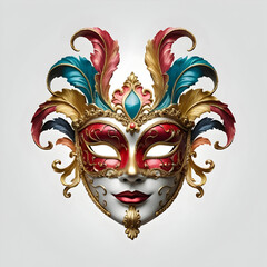 Ornate colorful venetian mask isolated on the blank background