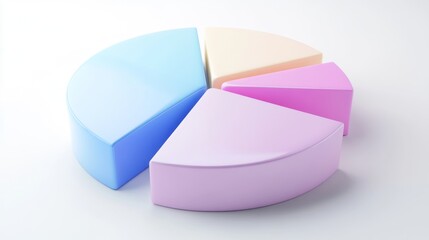 Obraz premium Colorful Geometric Shapes Representing Pie Chart in Soft Pastel Tones