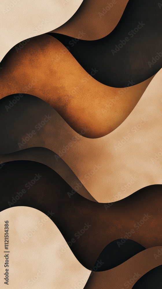 Poster soft curves and gentle waves blend harmoniously in warm earth tones, evoking a sense of tranquility 