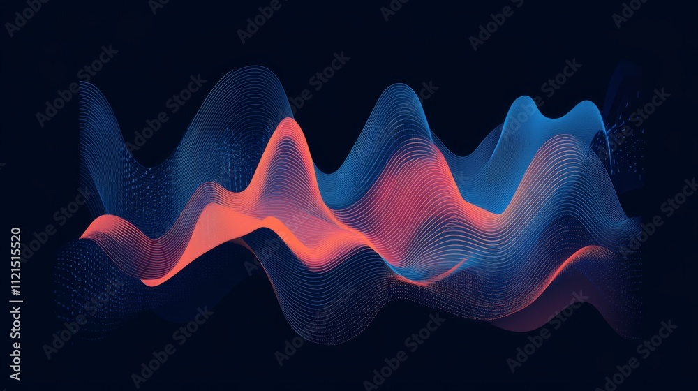 Poster colorful abstract wave patterns with dynamic flow and depth