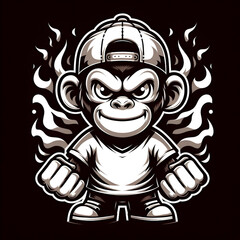 monkey with fire background