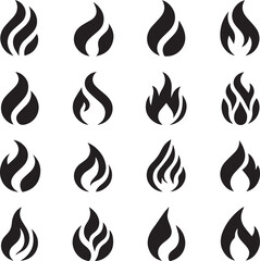 Fire Collection Vector trace black an white