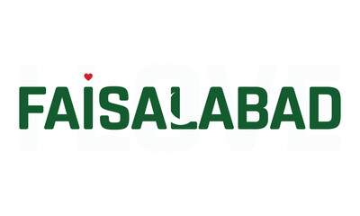 I Love Faisalabad, Typographic Design of I Love Faisalabad with a flag of PAKISTAN on a white background, Faisalabad city of PAKISTAN with heart, Faisalabad, I love Pakistan