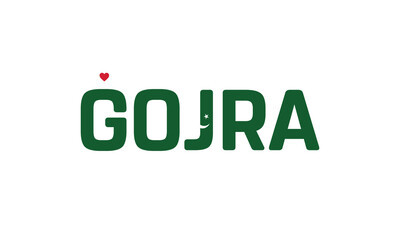 I Love Gojra, Typographic Design of I Love Gojra with a flag of PAKISTAN on a white background, Gojra city of PAKISTAN with heart, Gojra, I love Pakistan