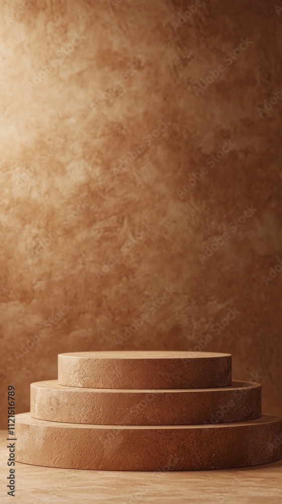 Poster mocha mousse brown podium with smooth circular levels offers a sophisticated backdrop for artistic e