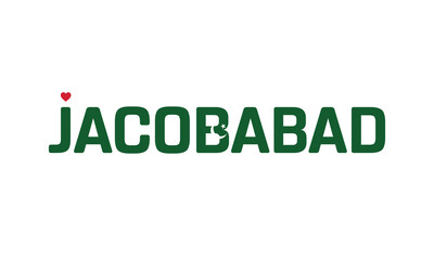 I Love Jacobabad, Typographic Design of I Love Jacobabad with a flag of PAKISTAN on a white background, Jacobabad city of PAKISTAN with heart, Jacobabad, I love Pakistan