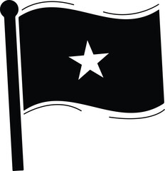 Black and white flat flag with star vector