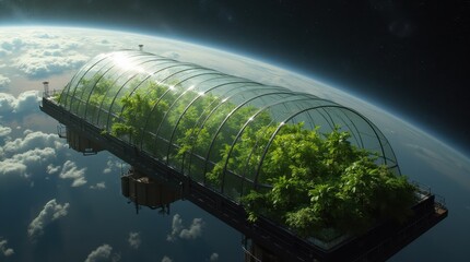 Fototapeta premium Orbital Greenhouse for Space Colonies