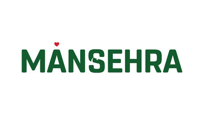 I Love Mansehra, Typographic Design of I Love Mansehra with a flag of PAKISTAN on a white background, Mansehra city of PAKISTAN with heart, Mansehra, I love Pakistan